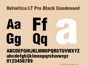 Helvetica LT Pro Black Cond Version 1.00 Build 1000 Font Sample