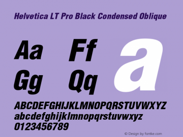 Helvetica LT Pro Black Cond Italic Version 1.00 Build 1000图片样张