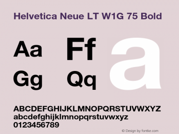 Helvetica Neue LT W1G 75 Bold Version 4.00 Build 1000 Font Sample