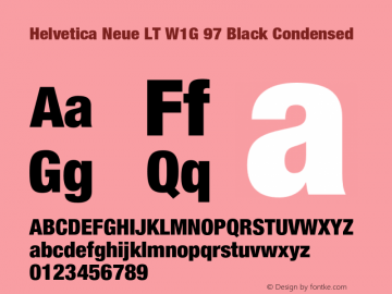 HelveticaNeueLTW1G-BlkCn Version 2.000 Build 1000 Font Sample