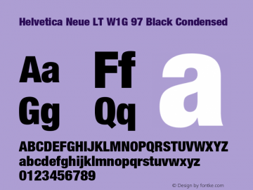 HelveticaNeueLT W1G 97 BlkCn Version 1.00 Build 1000 Font Sample