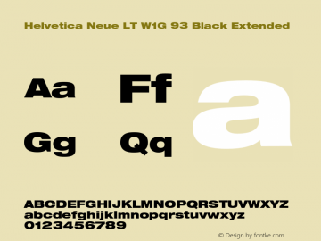 HelveticaNeueLTW1G-BlkEx Version 2.000 Build 1000 Font Sample