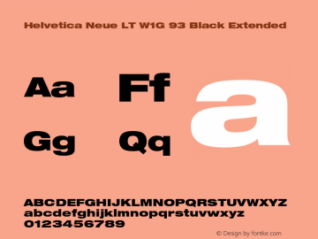 HelveticaNeueLT W1G 93 BlkEx Version 2.000 Build 1000 Font Sample