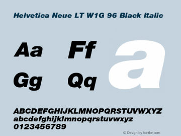 HelveticaNeueLTW1G-BlkIt Version 3.000 Build 1000 Font Sample