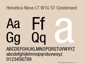 HelveticaNeueLT W1G 57 Cn Version 1.00 Build 1000 Font Sample