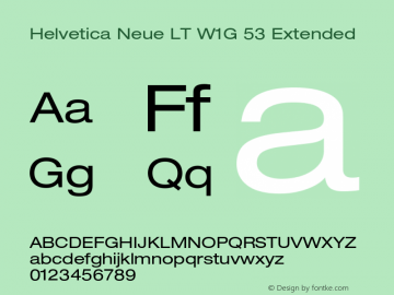 HelveticaNeueLT W1G 53 Ex Version 2.000 Build 1000 Font Sample