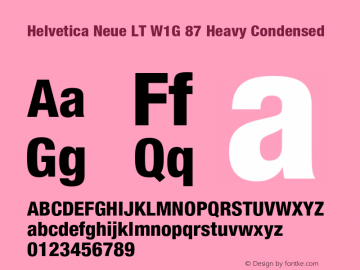 HelveticaNeueLTW1G-HvCn Version 2.000 Build 1000 Font Sample