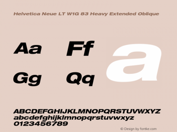 HelveticaNeueLT W1G 63 MdEx Bold Italic Version 2.000 Build 1000 Font Sample