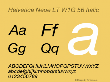 HelveticaNeueLTW1G-It Version 3.000 Build 1000 Font Sample