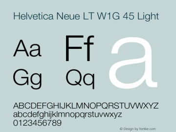 HelveticaNeueLTW1G-Lt Version 3.000 Build 1000 Font Sample
