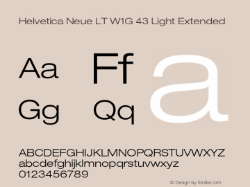 HelveticaNeueLTW1G-LtEx Version 2.000 Build 1000 Font Sample