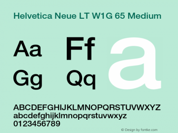 Helvetica Neue LT W1G 65 Medium Version 4.00 Build 1000 Font Sample