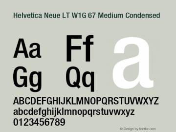 HelveticaNeueLT W1G 67 MdCn Version 1.00 Build 1000 Font Sample