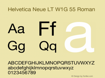 HelveticaNeueLTW1G-Roman Version 3.000 Build 1000 Font Sample