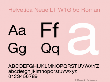 Helvetica Neue LT W1G 55 Roman Version 4.00 Build 1000 Font Sample