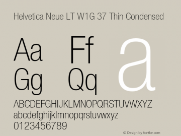 HelveticaNeueLT W1G 37 ThCn Version 1.00 Build 1000 Font Sample