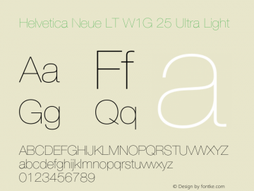 HelveticaNeueLTW1G-UltLt Version 3.000 Build 1000 Font Sample