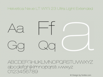 HelveticaNeueLTW1G-UltLtEx Version 2.000 Build 1000 Font Sample