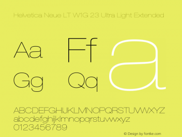 HelveticaNeueLT W1G 23 UltLtEx Version 2.000 Build 1000 Font Sample