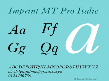 ImprintMTPro-Italic Version 2.000 Build 1000图片样张