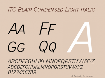 ITC Blair Condensed Light It Version 1.81 Font Sample
