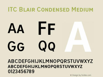 ITC Blair Condensed Medium Version 1.81 Font Sample