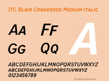 ITC Blair Condensed Medium It Version 1.81 Font Sample