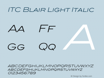 ITC Blair Light Italic Version 1.81 Font Sample