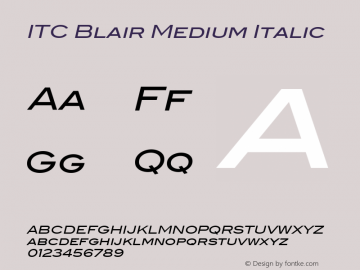 ITC Blair Medium Italic Version 1.81 Font Sample