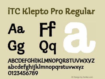 ITC Klepto Pro Version 1.00 Font Sample