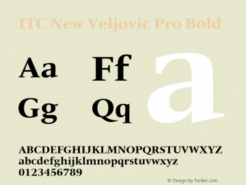 ITC New Veljovic Pro Bold Version 1.00 Font Sample