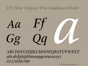 ITC New Veljovic Pro Cn It Version 1.00 Font Sample