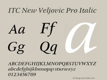 ITC New Veljovic Pro Italic Version 1.00 Font Sample