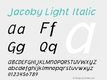 Jacoby Light Italic Version 1.00图片样张