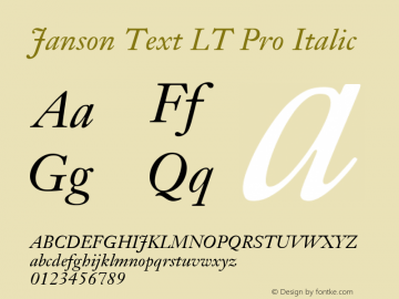 Janson Text LT Pro 56 Italic Version 1.00 Build 1000 Font Sample