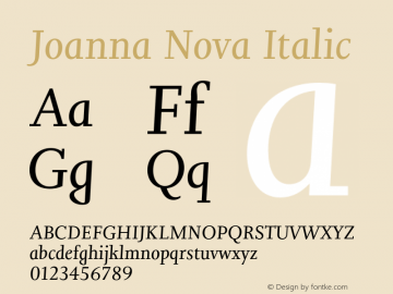 Joanna Nova Italic Version 1.001, build 8, s3 Font Sample