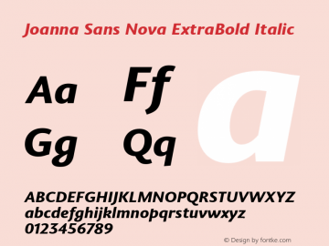 Joanna Sans Nova ExtraBold It Version 1.00 Font Sample