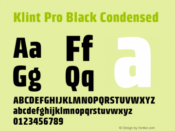 Klint Pro Black Condensed Version 1.00 Font Sample