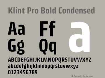 Klint Pro Bold Condensed Version 1.00 Font Sample