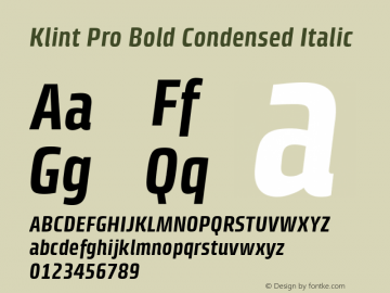 Klint Pro Bold Condensed Italic Version 1.00图片样张