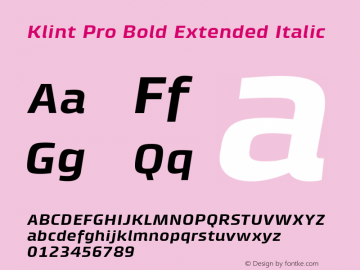 Klint Pro Bold Extended Italic Version 1.00图片样张