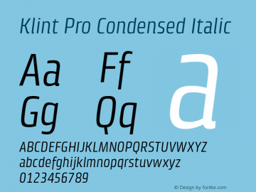 Klint Pro Condensed Italic Version 1.00图片样张