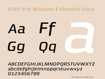 Klint Pro Medium Extended Italic Version 1.00图片样张