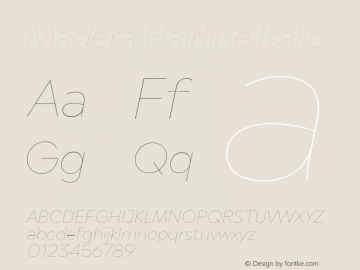 Madera Hairline Italic Version 1.1图片样张