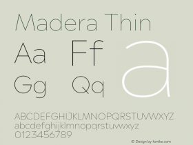 Madera Thin Version 1.1 Font Sample