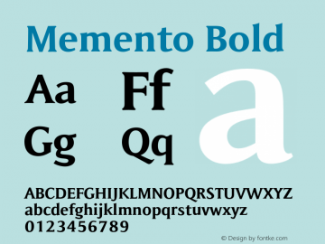 Memento Bold Version 1.00 Font Sample