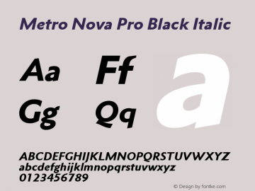 Metro Nova Pro Black Italic Version 1.100 Font Sample