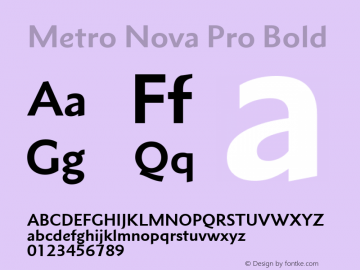 Metro Nova Pro Bold Version 1.100 Font Sample