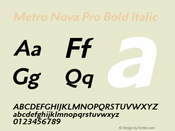 Metro Nova Pro Bold Italic Version 1.100 Font Sample