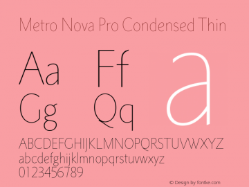 Metro Nova Pro Cond Thin Version 1.100 Font Sample